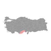 Mersin province map, administrative divisions of Turkey. Vector illustration.