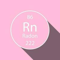 Radon symbol with long shadow design. Chemical element of the periodic table. Vector illustration.