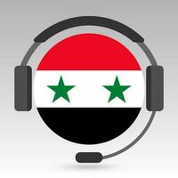 Syria flag with headphones, support sign. Vector illustration.