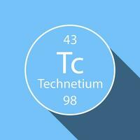 Technetium symbol with long shadow design. Chemical element of the periodic table. Vector illustration.