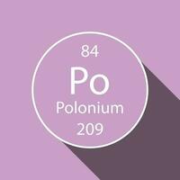 Polonium symbol with long shadow design. Chemical element of the periodic table. Vector illustration.
