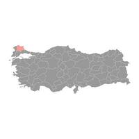 Kirklareli province map, administrative divisions of Turkey. Vector illustration.