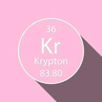 Krypton symbol with long shadow design. Chemical element of the periodic table. Vector illustration.