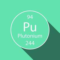 Plutonium symbol with long shadow design. Chemical element of the periodic table. Vector illustration.