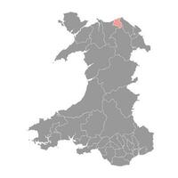 distrito de ruiddlan mapa, distrito de Gales. vector ilustración.