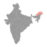Arunachal Pradesh state map, administrative division of India. Vector illustration.