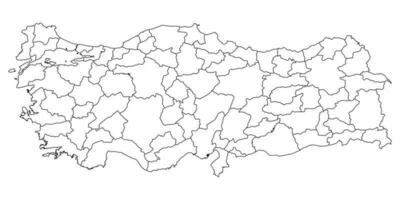 Turquía mapa con administrativo divisiones vector ilustración.