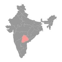 Telangana state map, administrative division of India. Vector illustration.