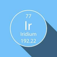 Iridium symbol with long shadow design. Chemical element of the periodic table. Vector illustration.