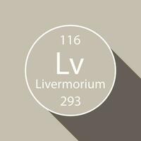 Livermorium symbol with long shadow design. Chemical element of the periodic table. Vector illustration.