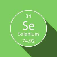 Selenium symbol with long shadow design. Chemical element of the periodic table. Vector illustration.