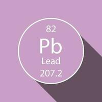 Lead symbol with long shadow design. Chemical element of the periodic table. Vector illustration.