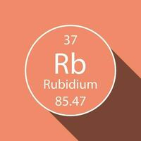 Rubidium symbol with long shadow design. Chemical element of the periodic table. Vector illustration.