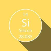 silicio símbolo con largo sombra diseño. químico elemento de el periódico mesa. vector ilustración.