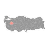 Kutahya province map, administrative divisions of Turkey. Vector illustration.