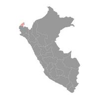 Tumbes map, region in Peru. Vector Illustration.