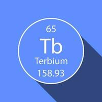 Terbium symbol with long shadow design. Chemical element of the periodic table. Vector illustration.