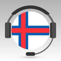 Faroe Islands flag with headphones, support sign. Vector illustration.