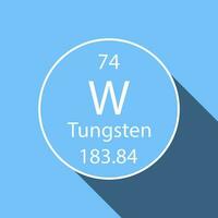 Tungsten symbol with long shadow design. Chemical element of the periodic table. Vector illustration.