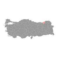 Rize province map, administrative divisions of Turkey. Vector illustration.