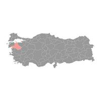 Balikesir province map, administrative divisions of Turkey. Vector illustration.