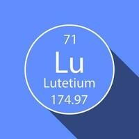 Lutetium symbol with long shadow design. Chemical element of the periodic table. Vector illustration.