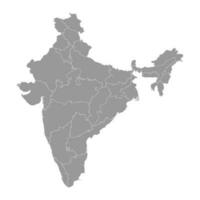 India gris mapa con administrativo divisiones vector ilustración.