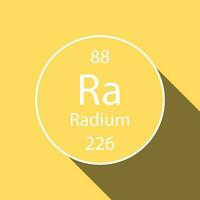 Radium symbol with long shadow design. Chemical element of the periodic table. Vector illustration.