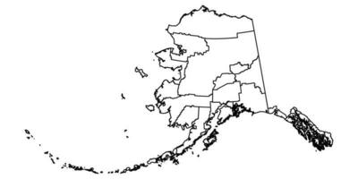 Alaska state map with boroughs. Vector illustration.