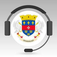 Saint Barthelemy flag with headphones, support sign. Vector illustration.
