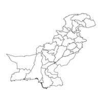 Pakistan map with administrative territory. Vector illustration.