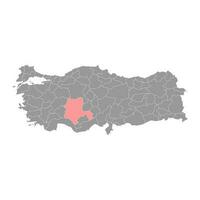 Konya province map, administrative divisions of Turkey. Vector illustration.