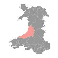 ceremonia mapa, distrito de Gales. vector ilustración.