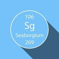 Seaborgium symbol with long shadow design. Chemical element of the periodic table. Vector illustration.