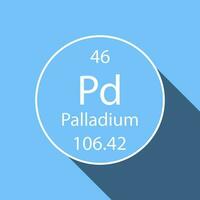 Palladium symbol with long shadow design. Chemical element of the periodic table. Vector illustration.