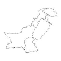 mapa de Pakistán con regiones. vector ilustración.