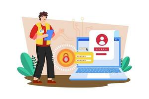 Account manager handling customer inquiries and issues related to their account. vector