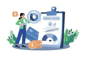 Credit analyst evaluating creditworthiness of individuals and businesses. vector