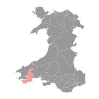 South Pembrokeshire map, district of Wales. Vector illustration.