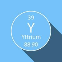 Yttrium symbol with long shadow design. Chemical element of the periodic table. Vector illustration.