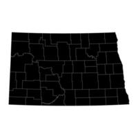 North Dakota state map with counties. Vector illustration.