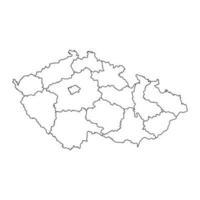 Czech Republic map with regions. Vector illustration.