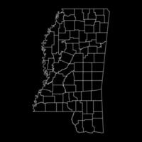 Mississippi state map with counties. Vector illustration.