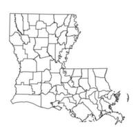 Louisiana state map with counties. Vector illustration.