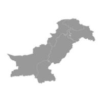 Map of Pakistan with regions and disputed territories. Vector illustration.