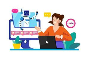 AI chatbots provide instant customer support. vector