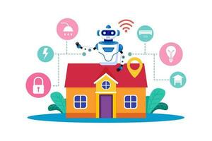 Smart home devices employ AI for automation. vector