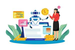 AI predicts market trends and optimizes investments. vector