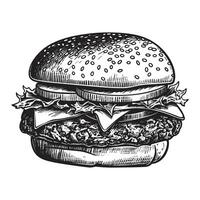 Beautiful Burger Silhouette - Generative Ai vector