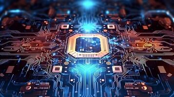 a close up of a computer circuit board, computer graphics technology background photo